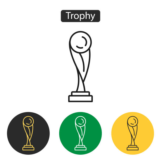 ilustrações, clipart, desenhos animados e ícones de ícone de troféu isolado no fundo branco. - trophy soccer sport success