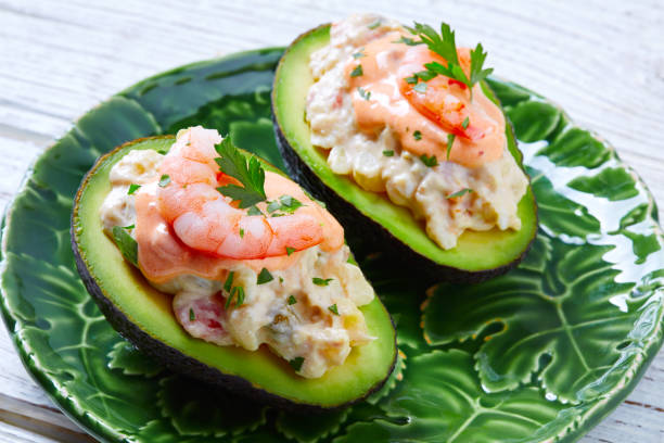 istock Seafood filled avocado with shrimps tapas pinchos 918110898
