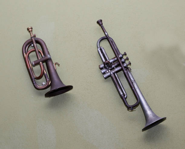 istock trumpet in front of a wall 918111096