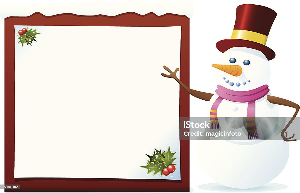 Pupazzo di neve con Banner - arte vettoriale royalty-free di Agrifoglio