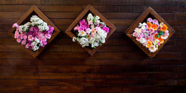 flowers in the wooden frame