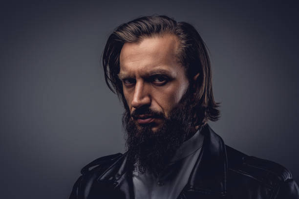 istock Portrait bearded male on grey background. 918120972