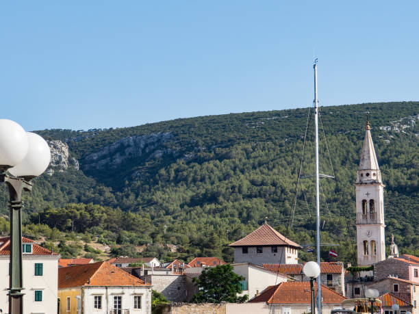 Landscape of old ancient small town of Jelsa on Hvar Croatia OLYMPUS DIGITAL CAMERA jelsa stock pictures, royalty-free photos & images