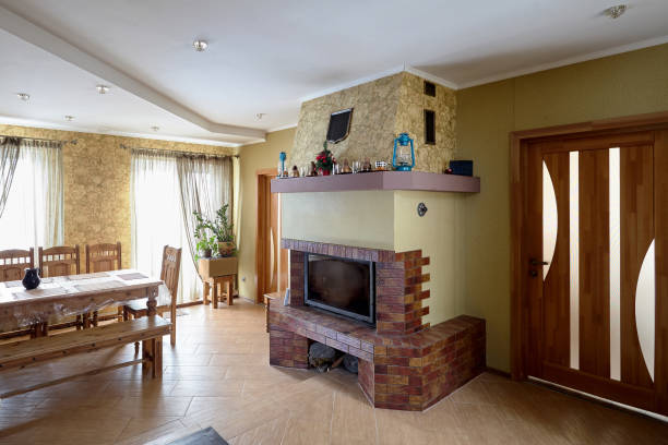 Fireplace and Table in Livingroom