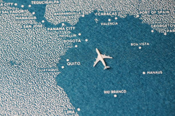 istock travel melt painted map with pin, south america 918131126