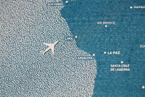 istock travel melt painted map with pin, south america 918131618