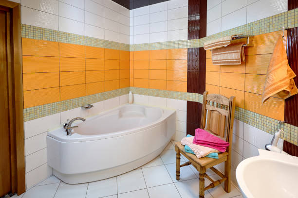 istock Interior of Bathroom in Orange Tones 918131662