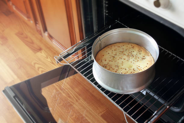 istock Homemade apple pie in opened oven. 918131932