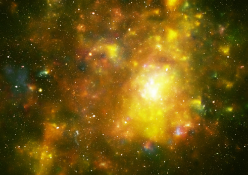 Yellow space galaxy stars background