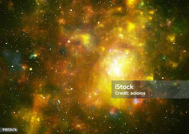 Yellow Space Galaxy Stock Photo - Download Image Now - Outer Space, Galaxy, Gold Colored