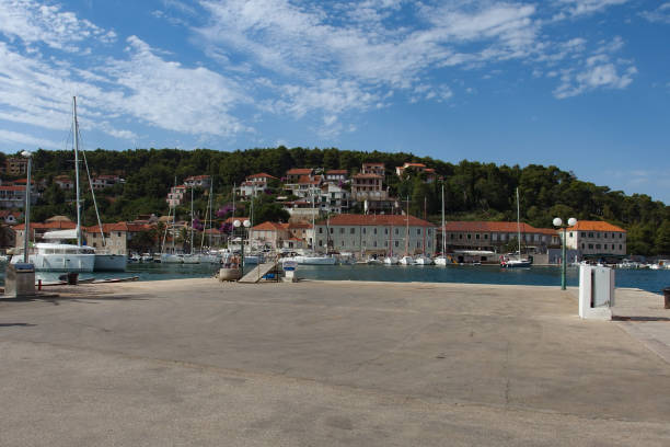 Landscape of old ancient small town of Jelsa on Hvar Croatia OLYMPUS DIGITAL CAMERA jelsa stock pictures, royalty-free photos & images