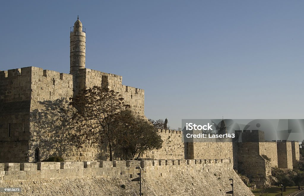 Tower Of David und der alten Stadtmauer - Lizenzfrei Alt Stock-Foto