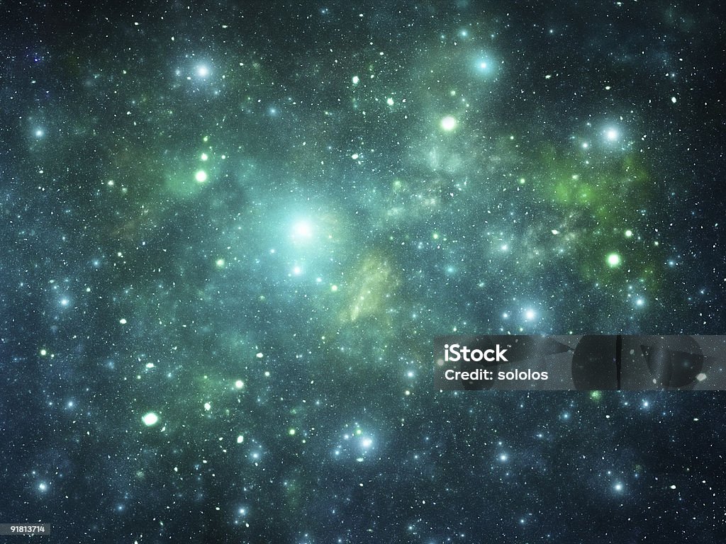 Image of many stars in the universe Green and blue space stars background Green Color Stock Photo