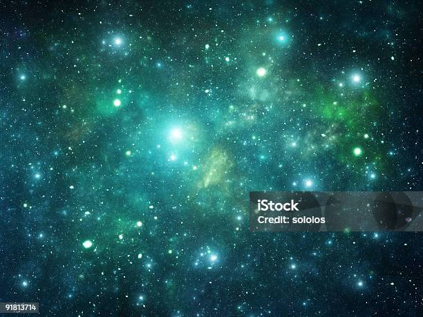 Image Of Many Stars In The Universe Stock Photo - Download Image Now - Green Color, Paranormal, Galaxy