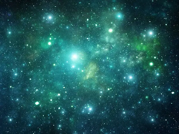 Green and blue space stars background