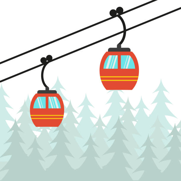 スキーと冬のスポーツのスキー ケーブル リフト アイコン。 - gondola点のイラスト素材／クリップアート素材／マンガ素材／アイコン素材