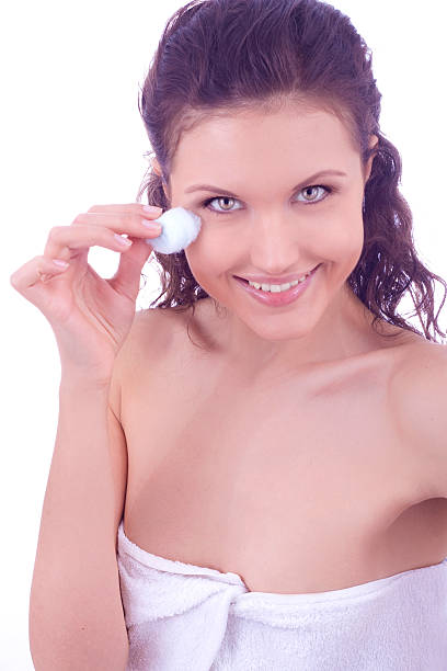 woman with cotton stock photo