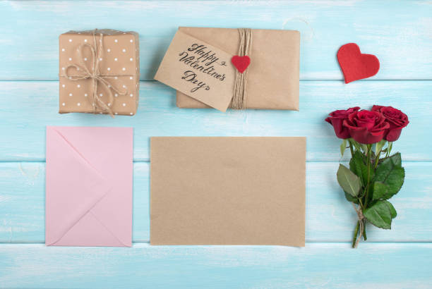 istock Valentine day theme. Top view of workplace for preparing handmade decorations. 918143408