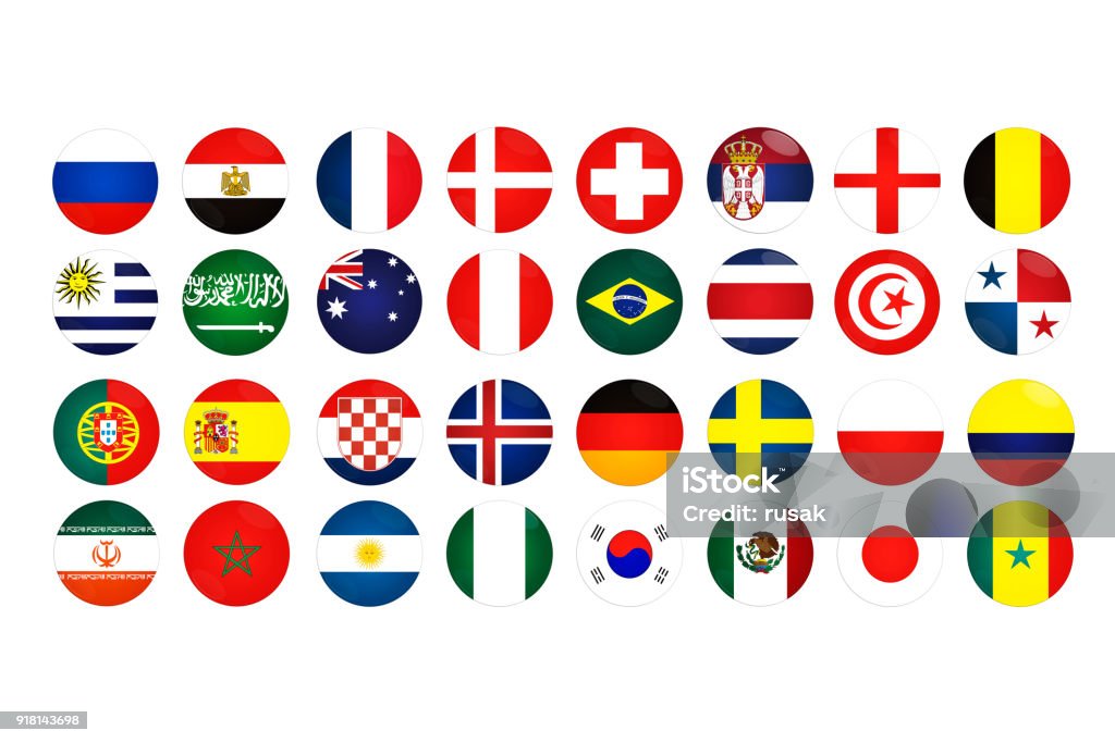 Football Cup in Russia 2018 Football Cup in Russia 2018. All countries of the championship Flag stock illustration