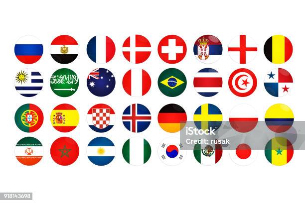 Football Cup In Russia 2018 Stock Illustration - Download Image Now - Flag, International Soccer Event, Country - Geographic Area