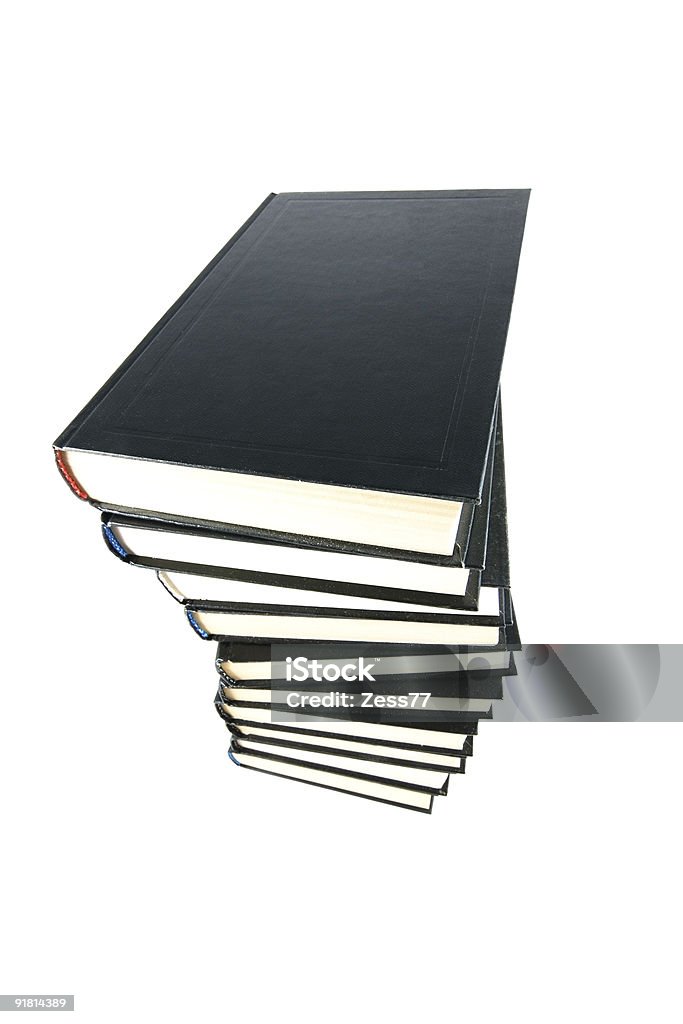 Stack of black  books isolated on the white background.  Art Stock Photo