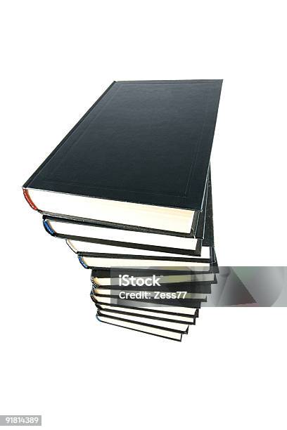 Stack Of Black Books Isolated On The White Background Stock Photo - Download Image Now