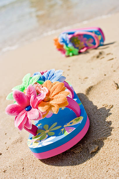 Child Flip Flops - with clipping path stock photo