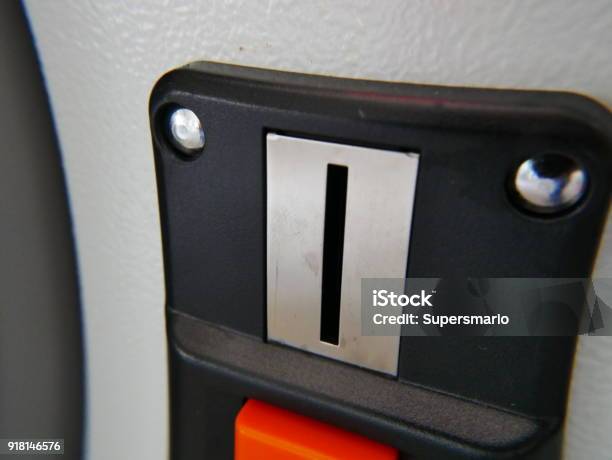 Coin Slot Machine Panel Front Stock Photo - Download Image Now - Amusement Arcade, Aperture, Arcade