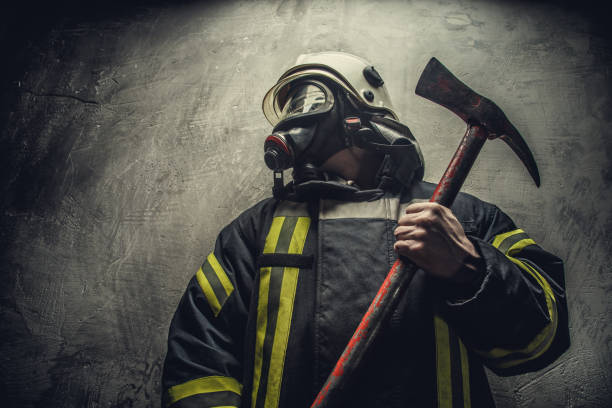 istock Portrait of firefighter in oxygen mask. 918150444