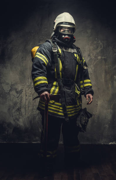 istock Portrait of firefighter in oxygen mask. 918150532
