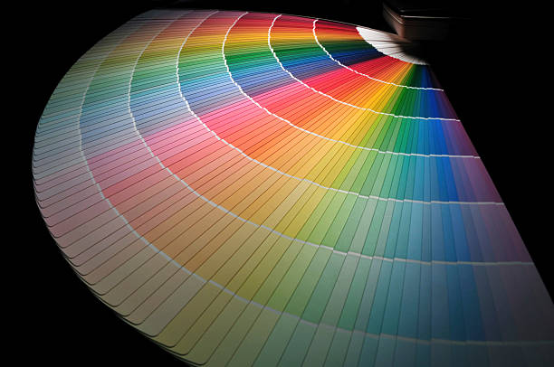 Full Rainbow of Paint Color Chart Fan Deck  color wheel stock pictures, royalty-free photos & images