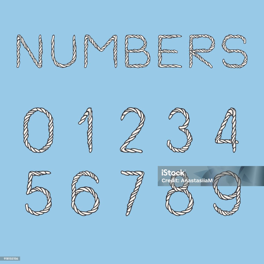 Numbers In Rope Nautical Rope Numbers Stock Illustration - Download Image Now ...