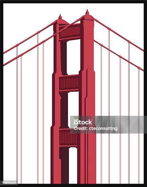 Мост Золотые Ворота С — стоковая векторная графика и другие изображения на тему Мост Золотые Ворота - Мост Золотые Ворота, Векторная графика, Калифорния