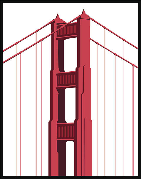 Golden Gate Bridge Detail vector art illustration