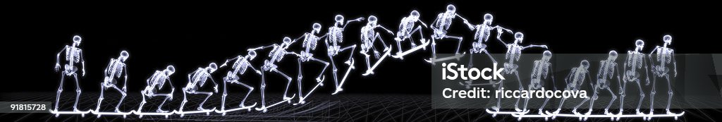 Xray sequência de um esqueleto pulando de skate - Foto de stock de Anatomia royalty-free
