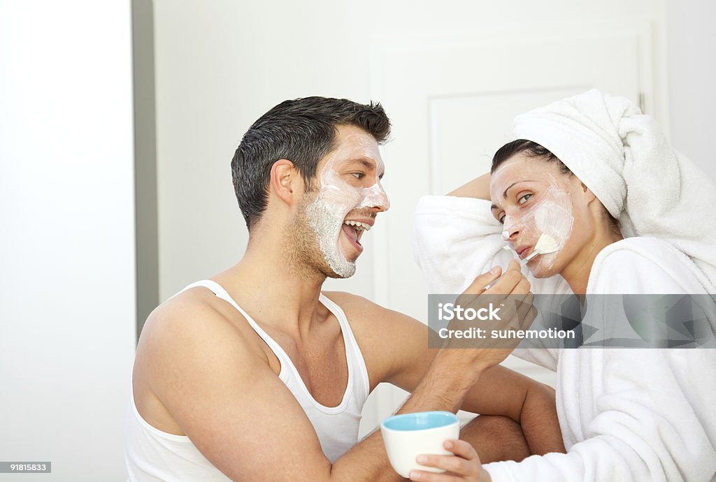 wellness facialmask at home  Couple - Relationship Stock Photo
