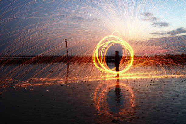 光の絵画 1 - blurred motion circle reflection illuminated ストックフォトと画像