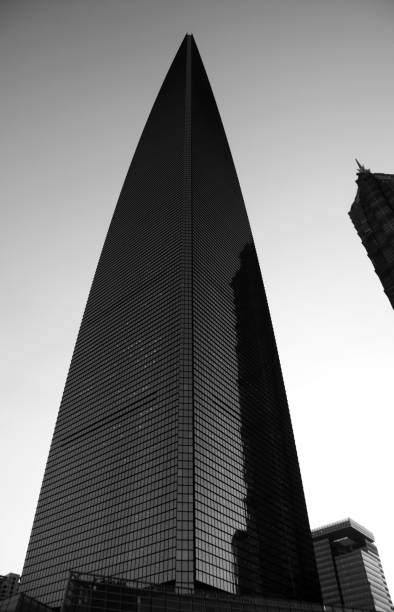 The Shanghai World Financial Center super tall skyscraper in Pudong financial district. At 492 meters high is the second tallest building in Shanghai after the Shanghai Tower. 