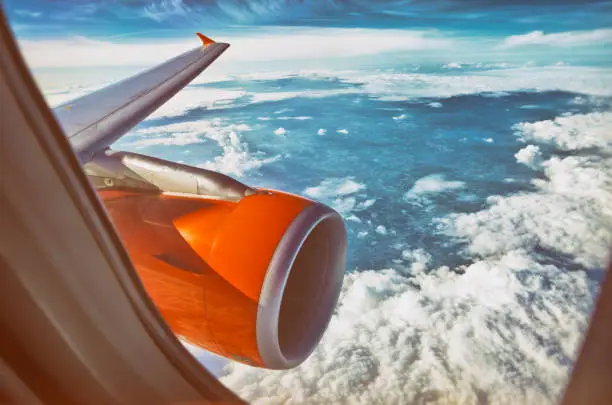 Photo of Orange aircraft jet engine