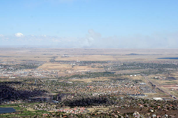 istock Big view over Colorado Springs and fire on the horizon 91816658