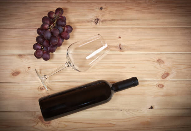 istock Bottle of wine,  wineglass and grape 918173028