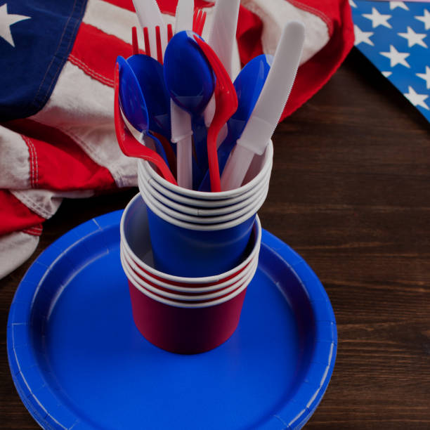 istock patriotic table setting, 4th july, US memorial day, independence day 918175974