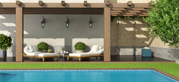 istock Garden with pergola and swimming pool 918180874