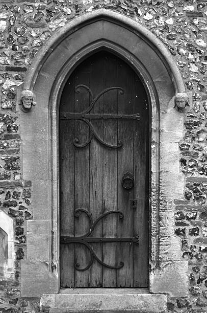 istock Old arched church door 91818758