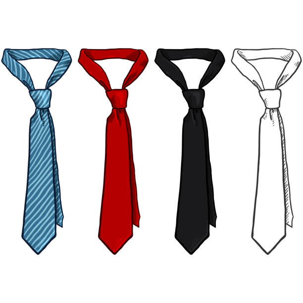 wektorowy zestaw szkiców i kreskówek kolor krawaty - necktie stock illustrations