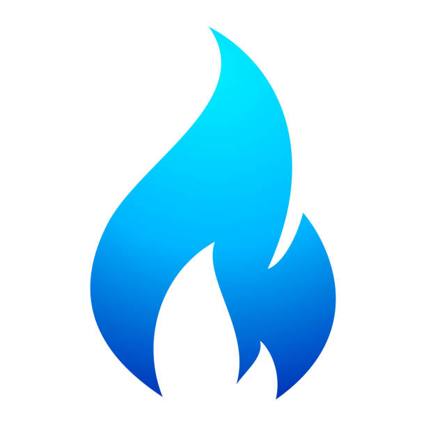 огненное пламя синий значок - flame symbol simplicity sign stock illustrations