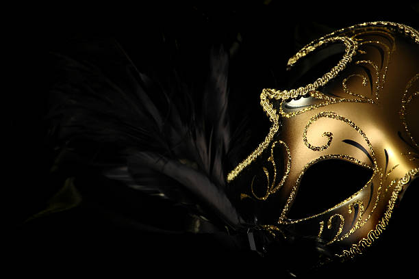 Golden Carnival Mask  evening ball stock pictures, royalty-free photos & images