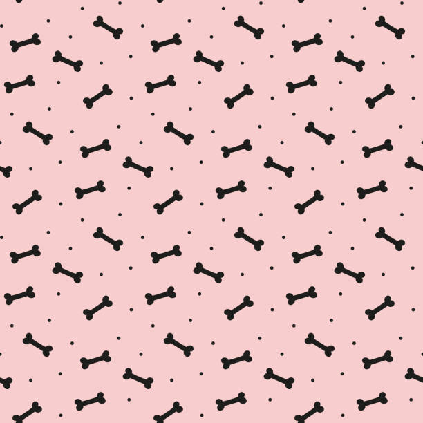 bezszwowy wzór z kośćmi dla psa na różowym tle. - kość stock illustrations