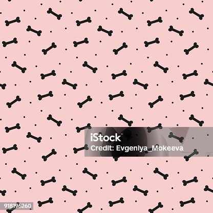 istock Seamless pattern with bones for dog on the pink background. 918196260