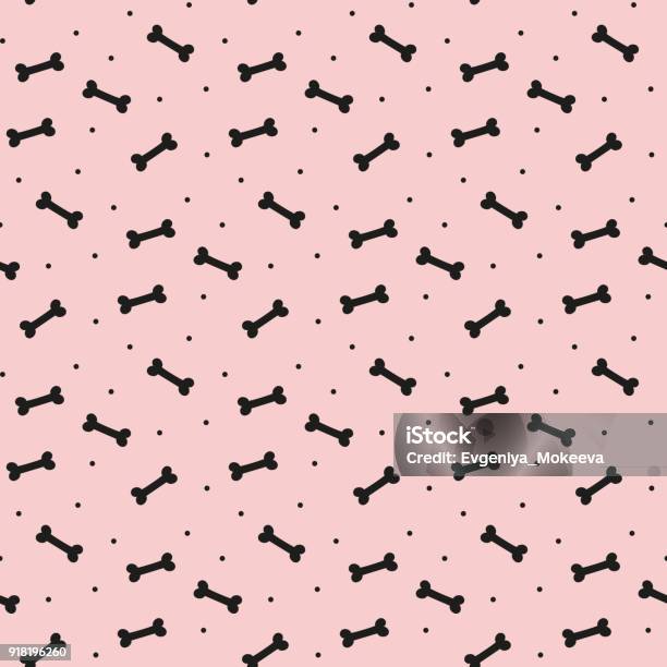 Seamless Pattern With Bones For Dog On The Pink Background Stock Illustration - Download Image Now